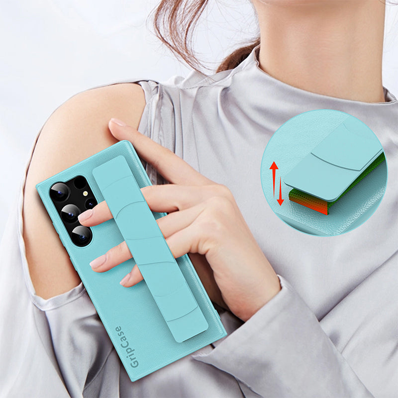 Back Case for Samsung Galaxy S23 Ultra Litchi Texture PU Leather Coated PC TPU Phone Cover with Wristband Back Case for Samsung Galaxy S23 Ultra Litchi Texture PU Leather Coated PC TPU Phone Cover with Wristband